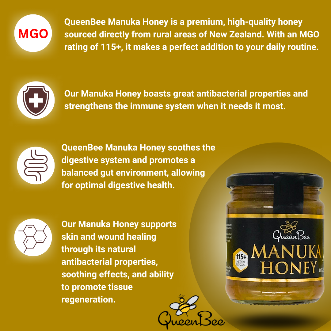 Queen Bee Manuka Honey MG115 340g - More Info