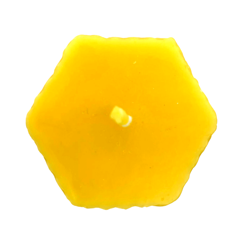 Bee Happy Large Honeycomb Pillar – Pure Beeswax Candle Top Image