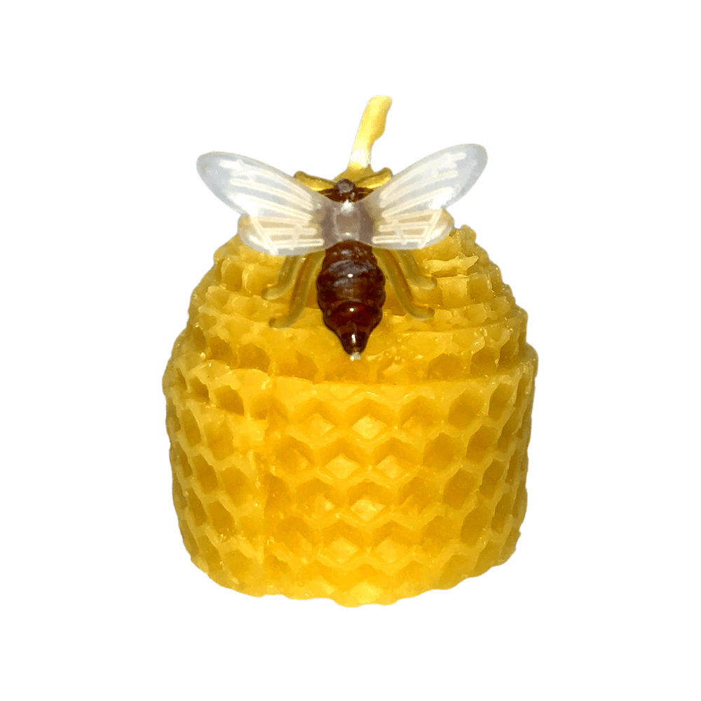 Honeycomb Rolled Skep (Classic Bee Hive) – Pure Beeswax Candle Side Image