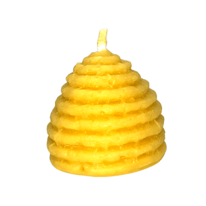 Textured Skep (Classic Bee Hive) – Pure Beeswax Candle Back Image
